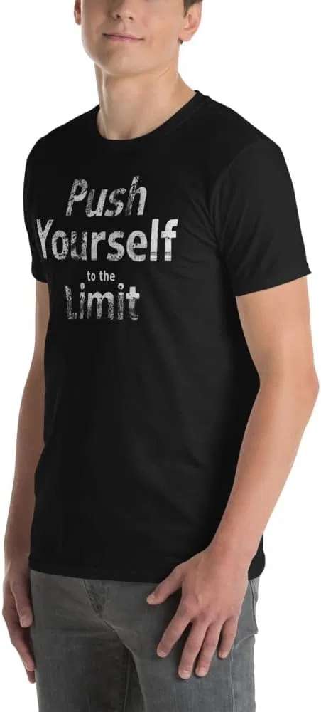 Мужская футболка с принтом "Push Yourself to the Limit" 64000 Unisex Softstyle, Black — фото 3