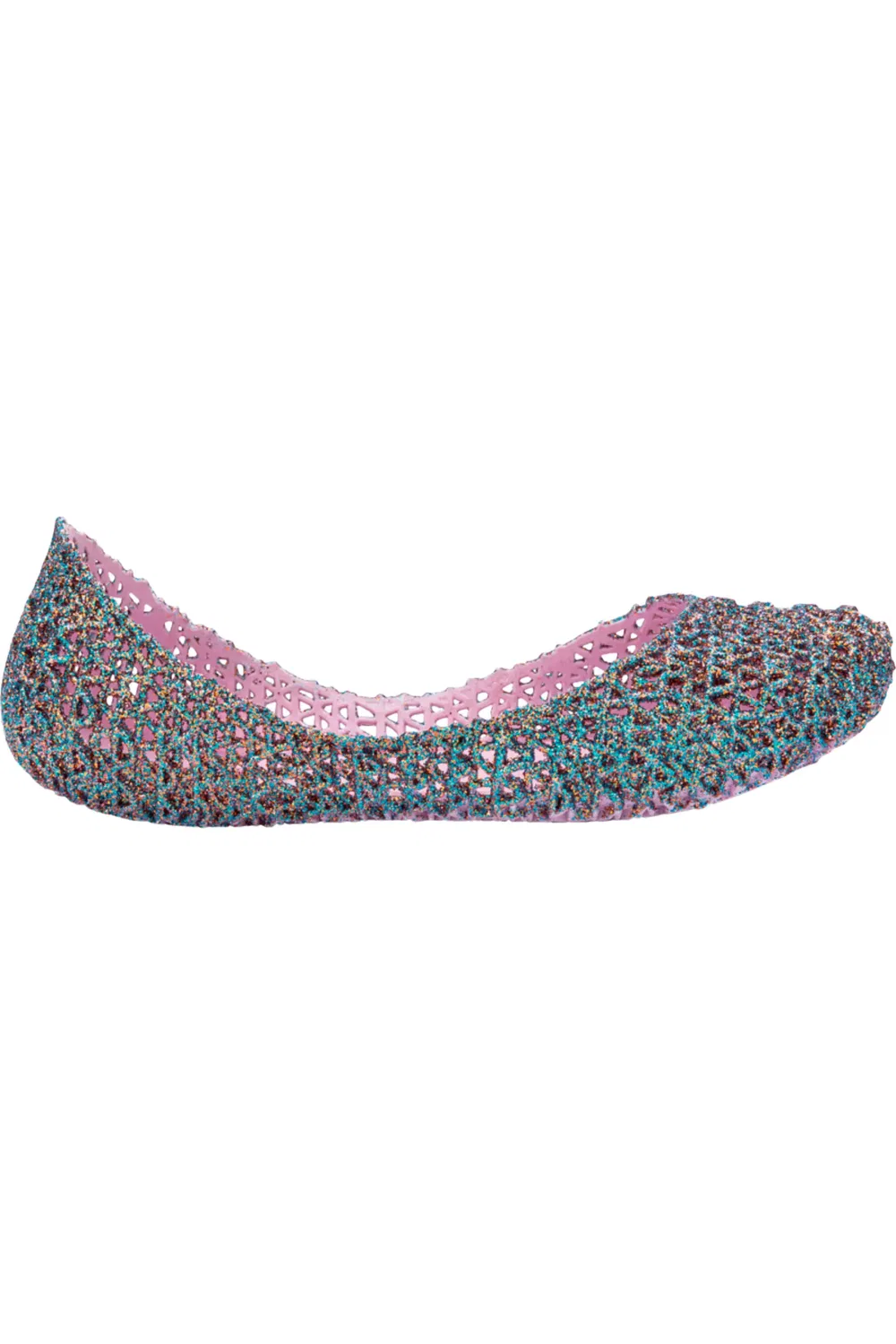 Детские туфли лоферы с блестками Campana Zigzag Mini Melissa, Pink Multi Glitter — фото 2