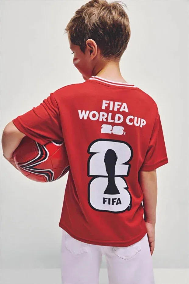 Детская футболка с коротким рукавом с принтом World Cup Turkey Printed Defacto, Red-Rd62 — фото 3