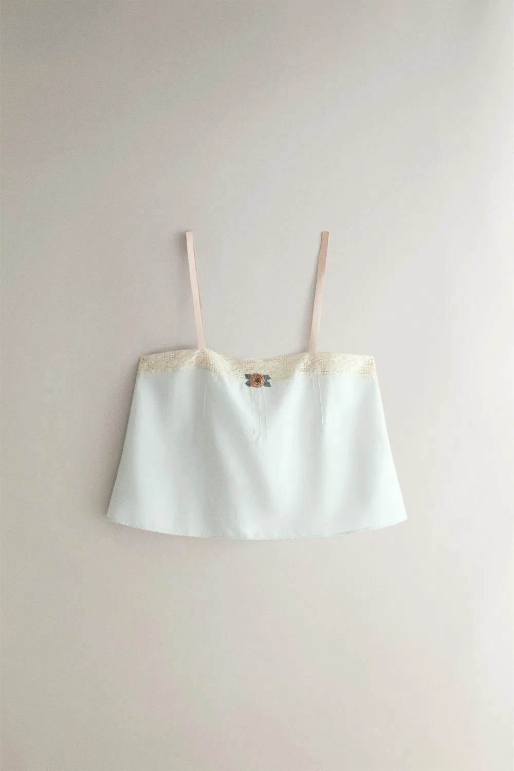 Кружевной топ с цветочным узором ZARA, Light blue