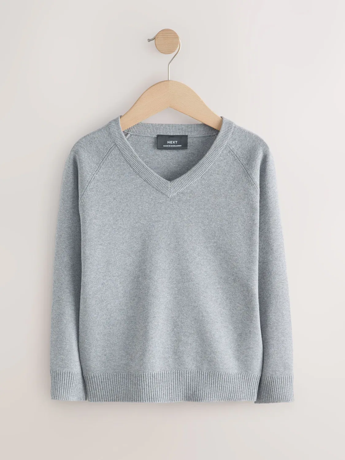 Джемпер школьный с V-образным вырезом Knitted V-Neck School Jumper Next, Light Grey