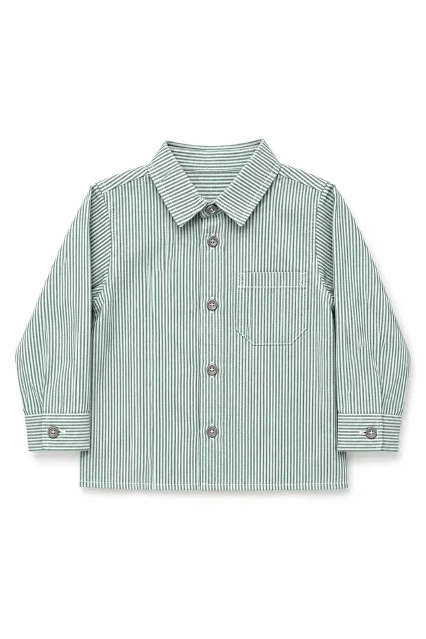 Детская рубашка для мальчиков с длинным рукавом Isis baby boy striped shirt Outlet, Green — фото 3