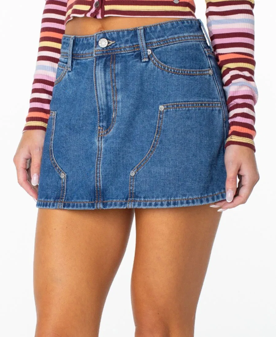 Мини-юбка из денима с деталями карпентера Roxy, High Surf Denim Wash