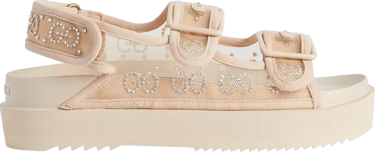 Кроссовки Gucci Wmns GG Sandal Crystals - Rose Beige, бежевый