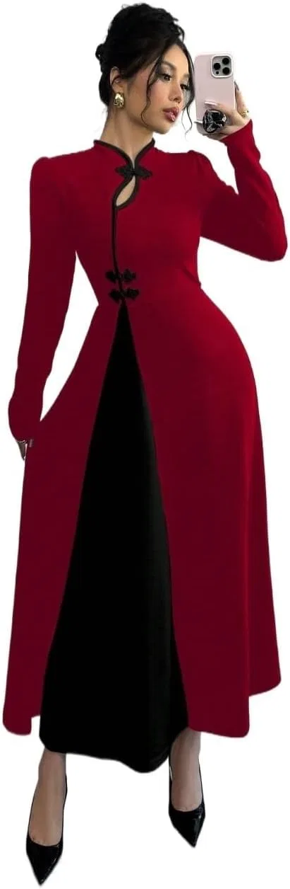 Женское мини-платье с рукавами ретро Elegant, Red