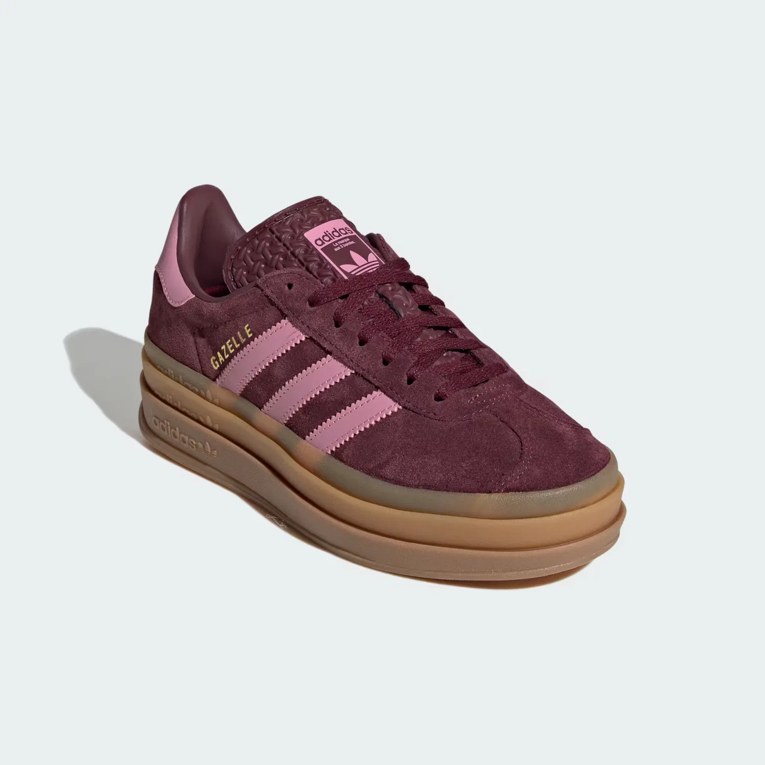 Детские кроссовки на платформе Gazelle Bold Adidas Originals, бордовый/st tropic bloom/золотистый металлик — фото 4