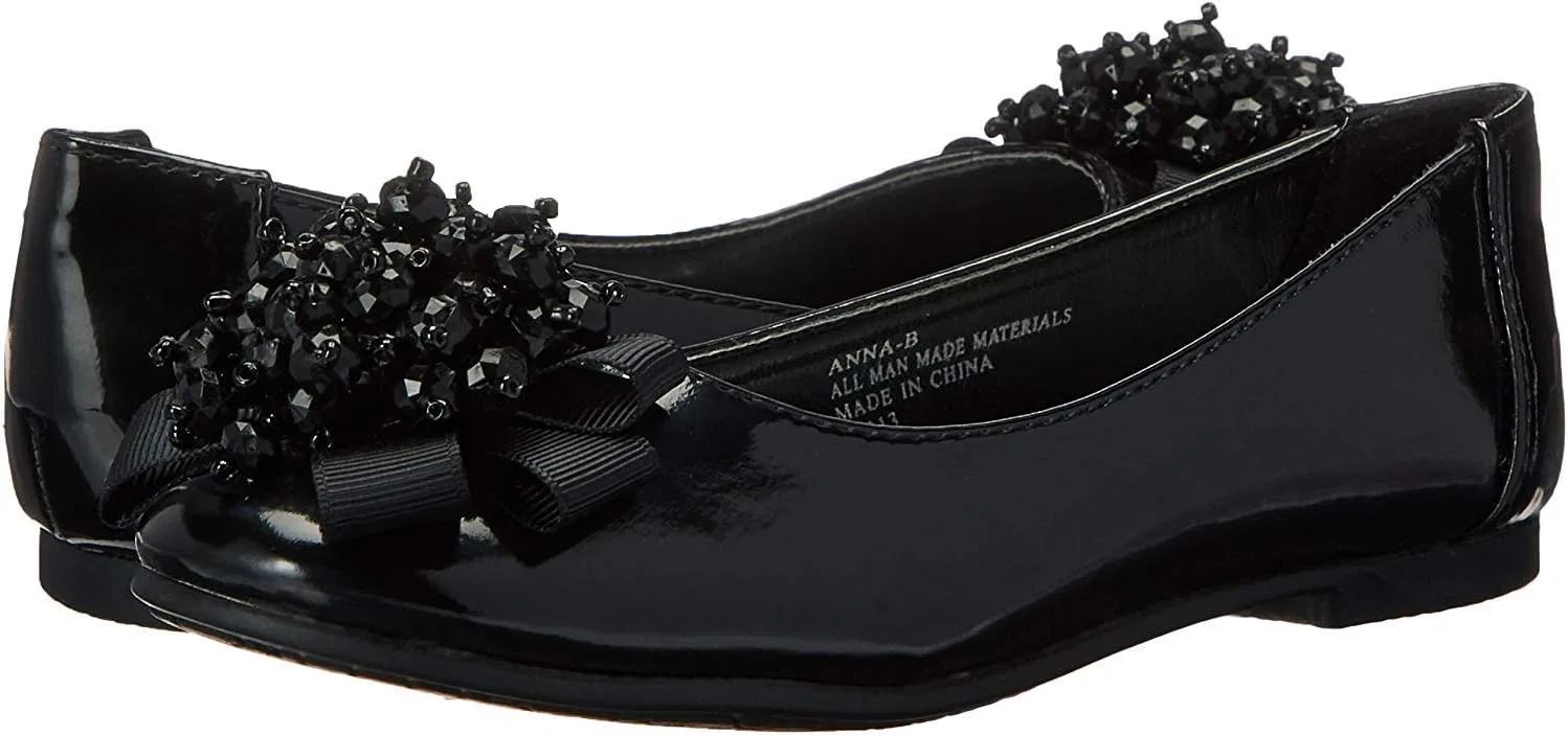Детские балетки для девочек с жемчужным бантом Swea Pea & Lilli, Black Patent — фото 2