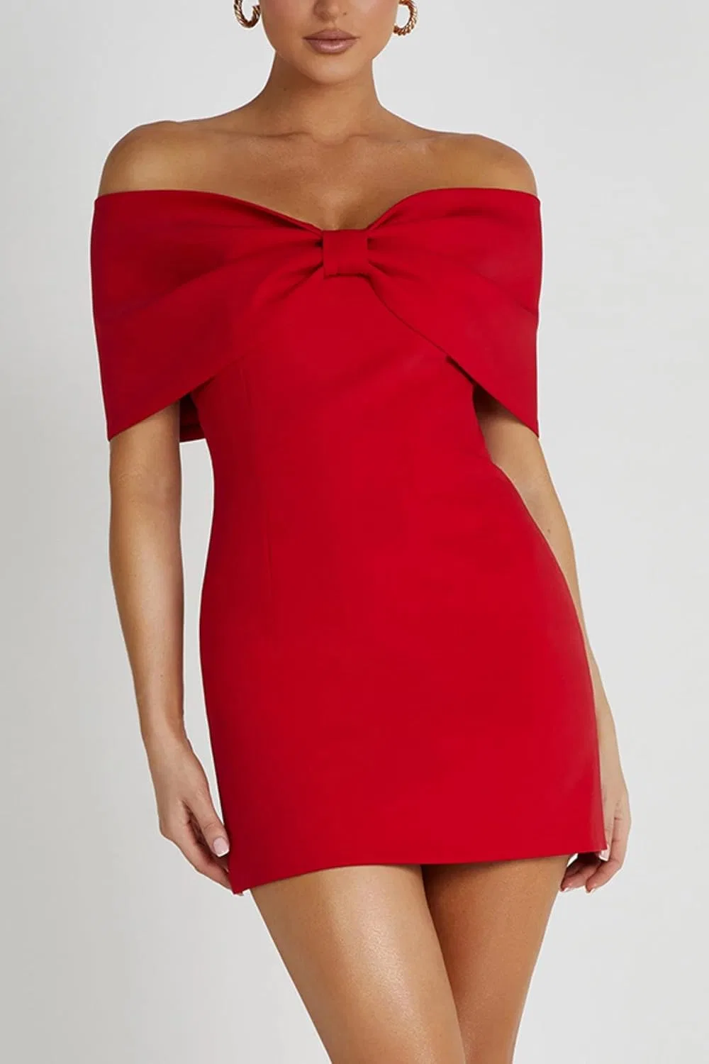 Женское платье с одним рукавом A-силуэта Red — фото 2