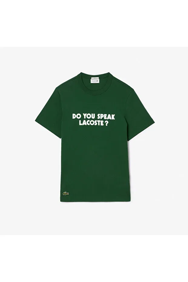 Футболка Lacoste Unisex relax fit crew neck printed, зеленая — фото 4