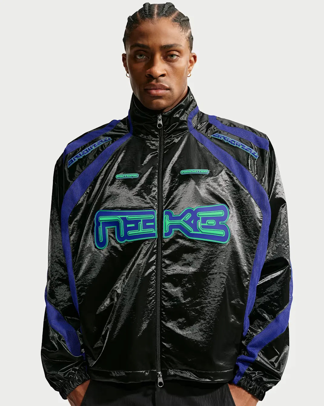 Мужская спортивная куртка Woven Flow Nike Project F.R.O.G., Black/Old Royal/Old Royal/Illusion Green