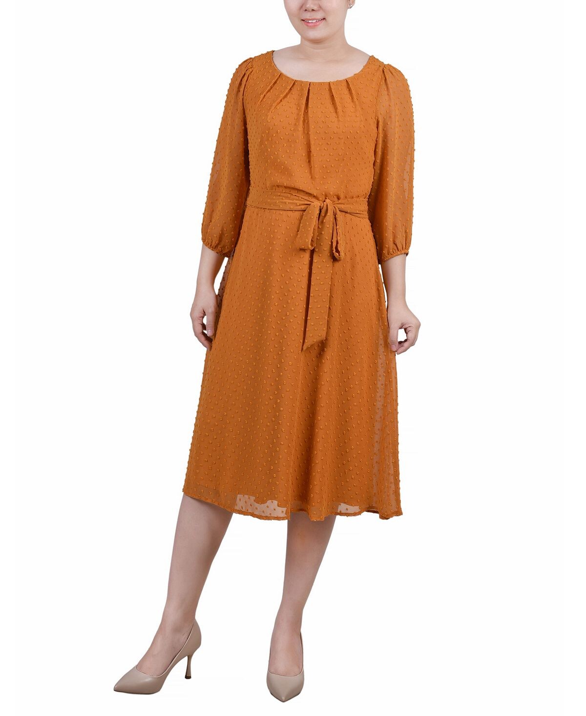 

Миниатюрное платье в горошек с заколками на рукавах 3/4 NY Collection, мульти