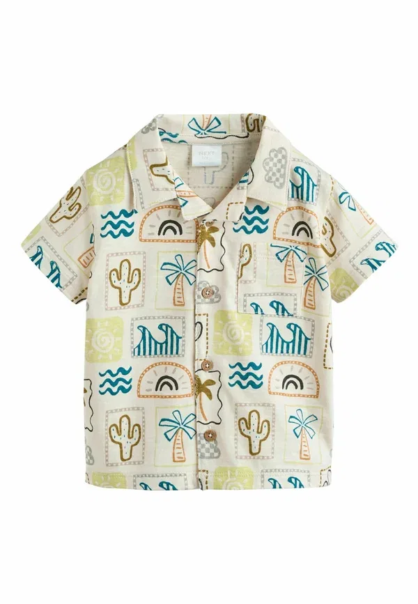 Комплект из рубашки и шорт с принтом Regular fit Next Neutral Palm Print, нейтральный — фото 2