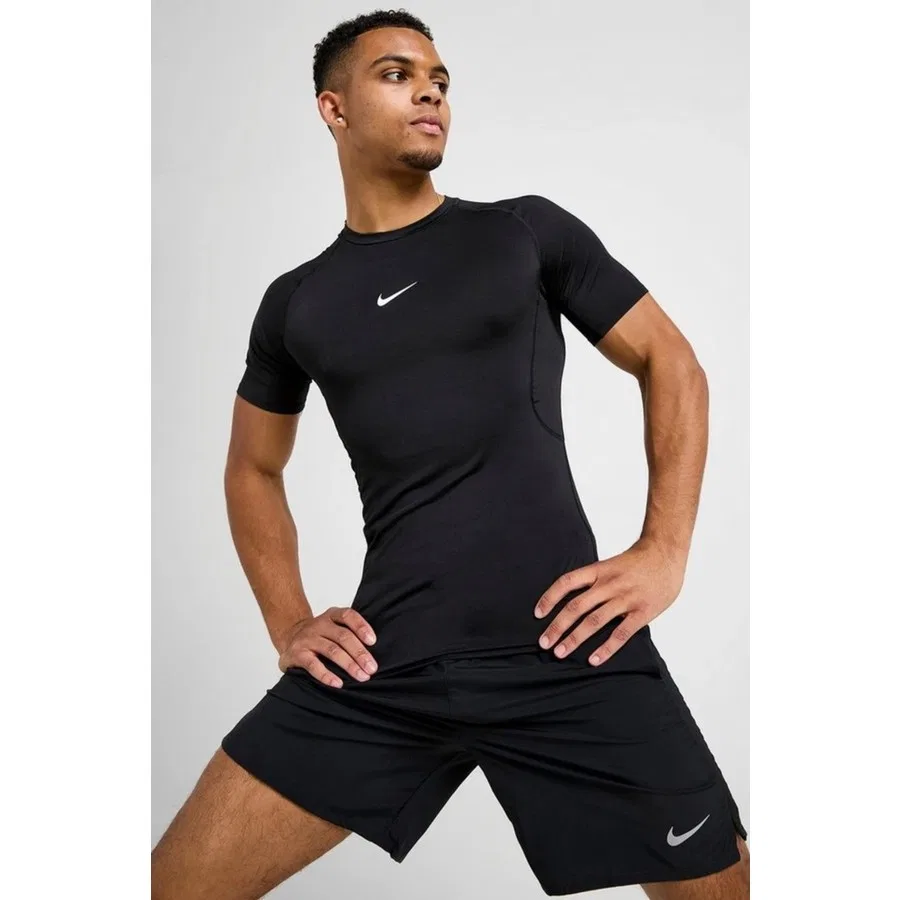 Спортивная футболка Nike Pro Dri-Fit Slim Top-Short Sleeve с коротким рукавом, Черный — фото 3
