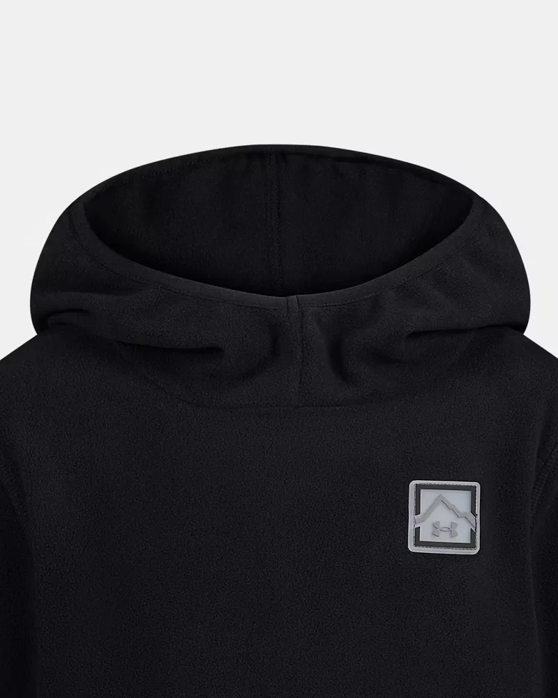 Худи для мальчиков из теплого микрофлиса с карманом-кенгуру Microfleece Hundo UnderArmour, Black/Downpour Gray — фото 2