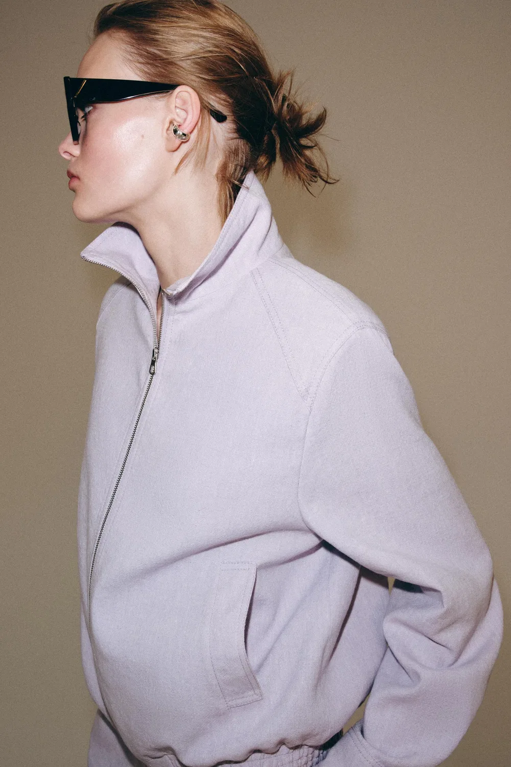 Куртка-бомбер из льняной смеси от ZW COLLECTION ZARA, Mauve — фото 4