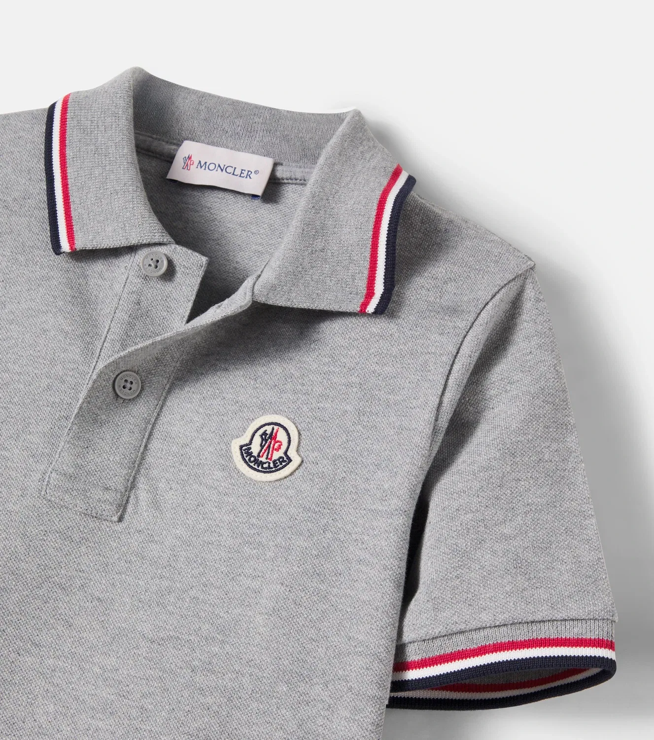 Футболка-поло из хлопка пике Moncler Enfant, серый — фото 4