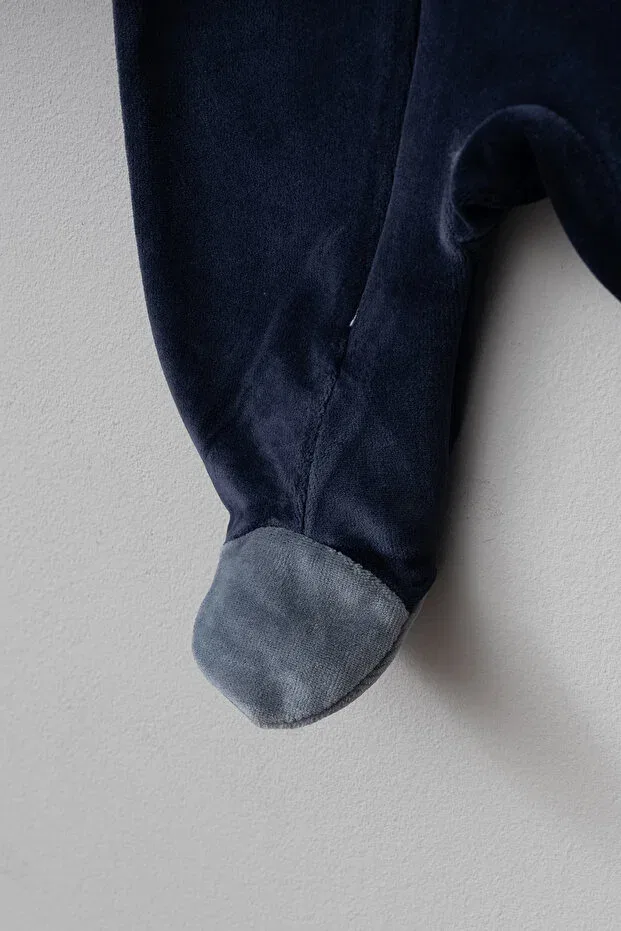 Детский комбинезон из вельвета с принтом Cute Penguin Bebitof, Navy Blue — фото 4