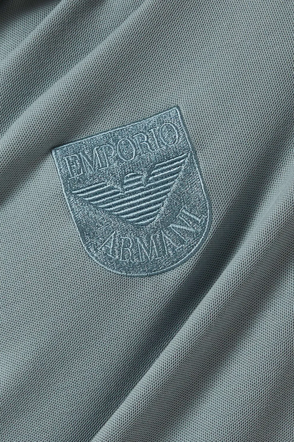 Поло хлопковое пике Logo Emporio Armani, синий — фото 4