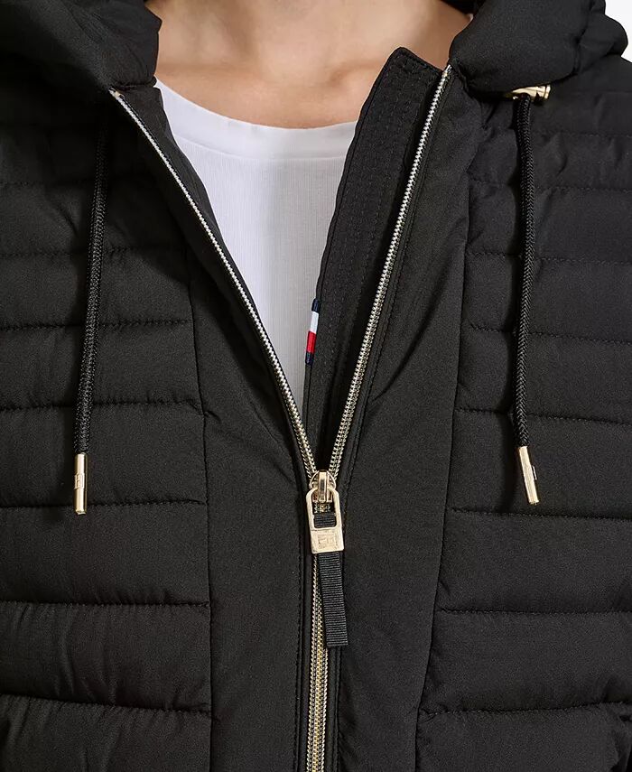 Женское складное стеганое пальто с капюшоном Tommy Hilfiger, черный — фото 4