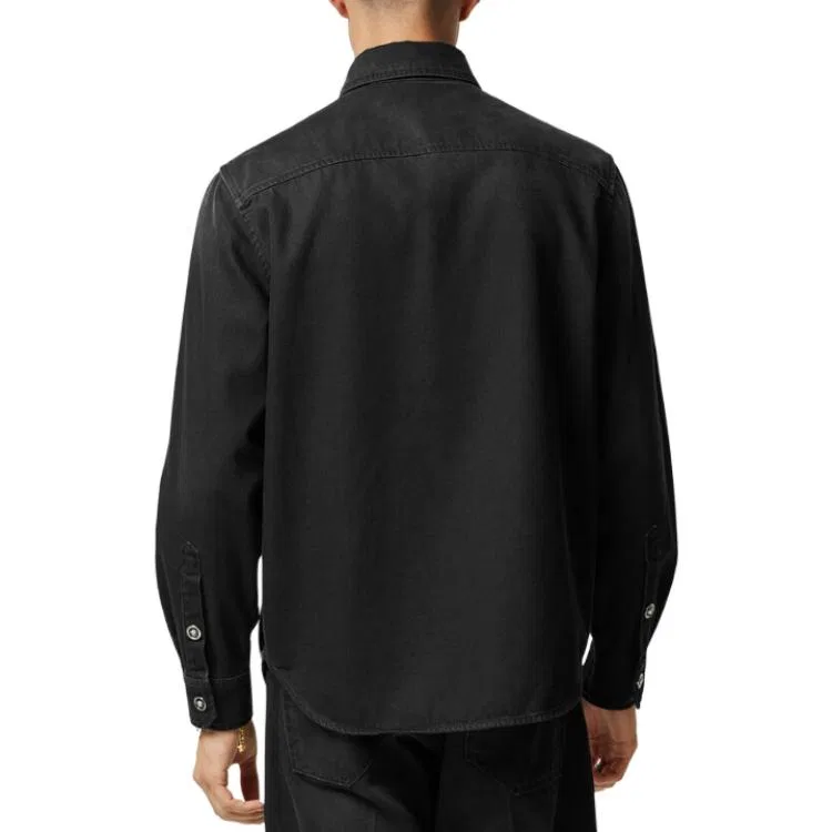 Джинсовая рубашка с вышивкой Barocco VERSACE Black — фото 4