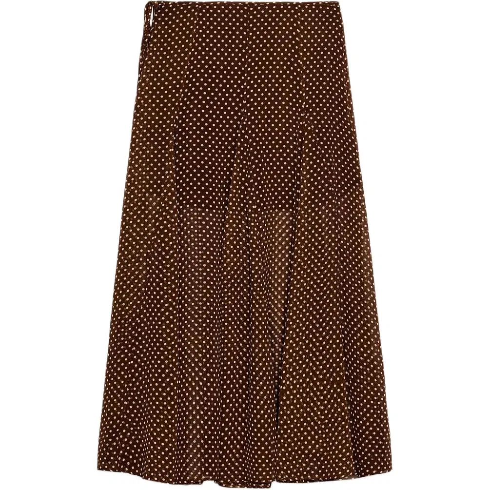 Женская длинная юбка повседневная Brown/Nude, ZARA — фото 3