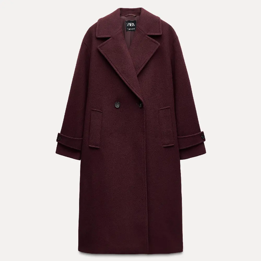 

Пальто Zara Soft Oversize Coat, бордовый