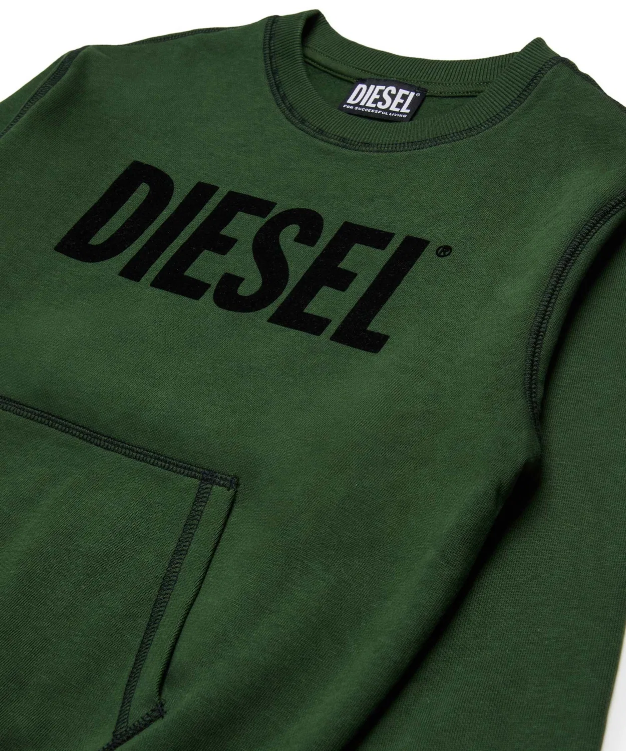 Детский свитшот с длинным рукавомс брендовым принтом DIESEL KIDS, Black — фото 3