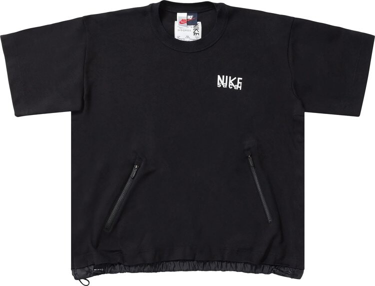 Футболка Nike x Sacai Short-Sleeve Top 'Black', черный — фото 2