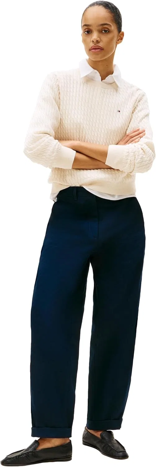Женский свитер с косами Tommy Hilfiger, Heather Ivory Petal — фото 4