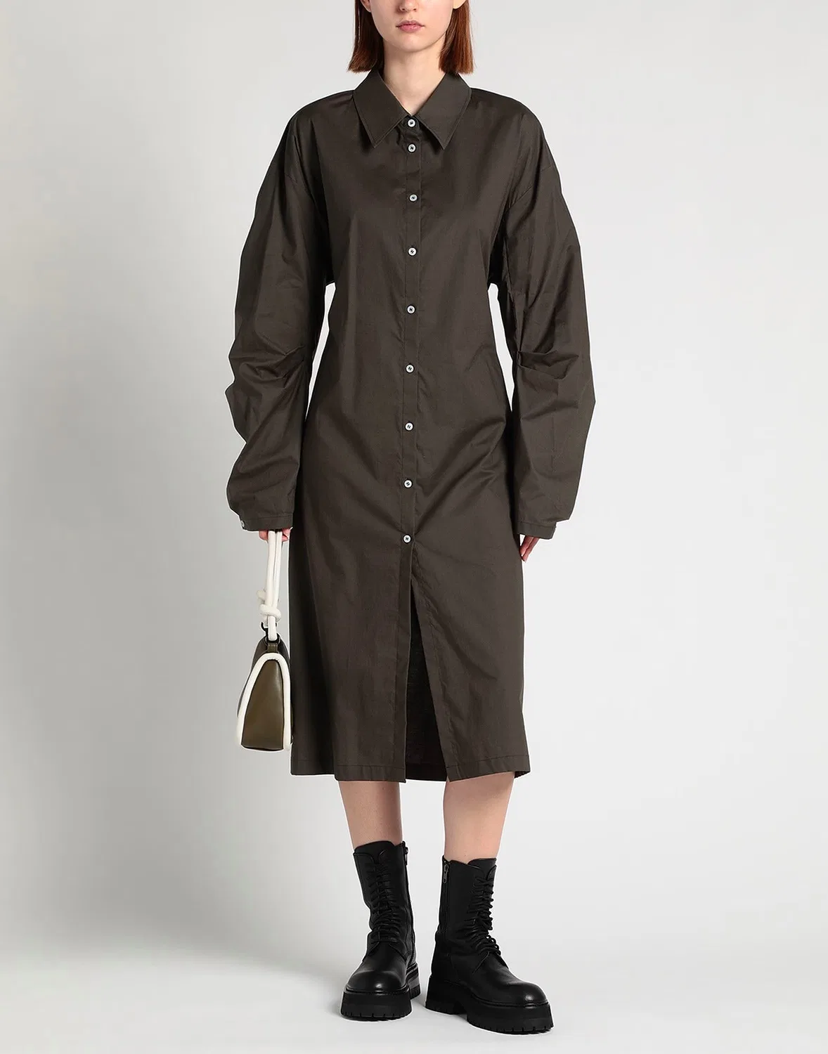 Женское платье-рубашка с длинным рукавом Acne Studios, темно-зеленый — фото 4