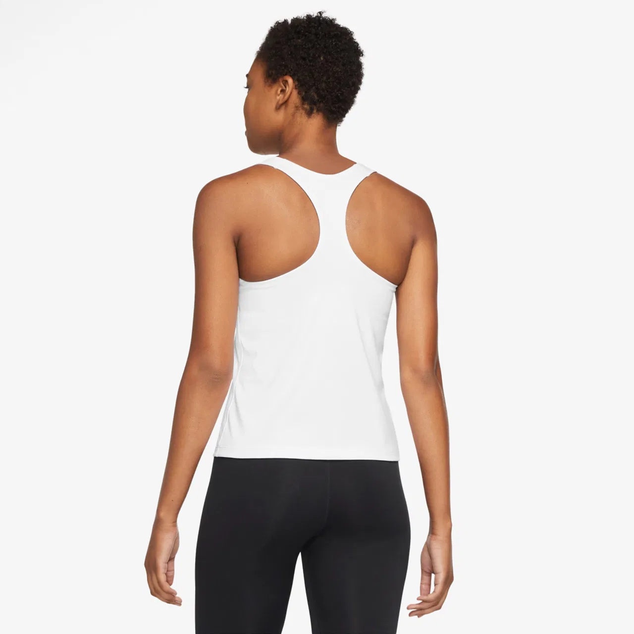 Женский топ с встроенным бюстгальтером Dri-FIT Swoosh Bra Tank Nike, цвет White/Stone Mauve/Black — фото 3