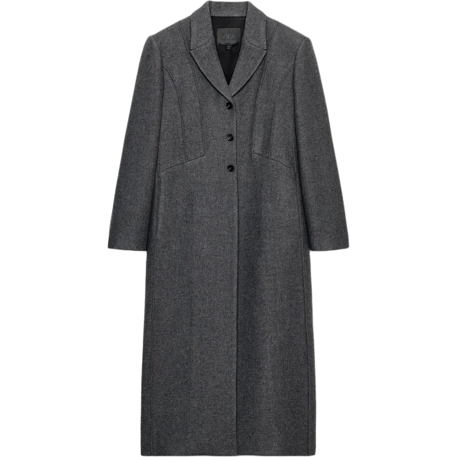 Женское пальто с лацканами Dark Gray ZARA, Темно-серый