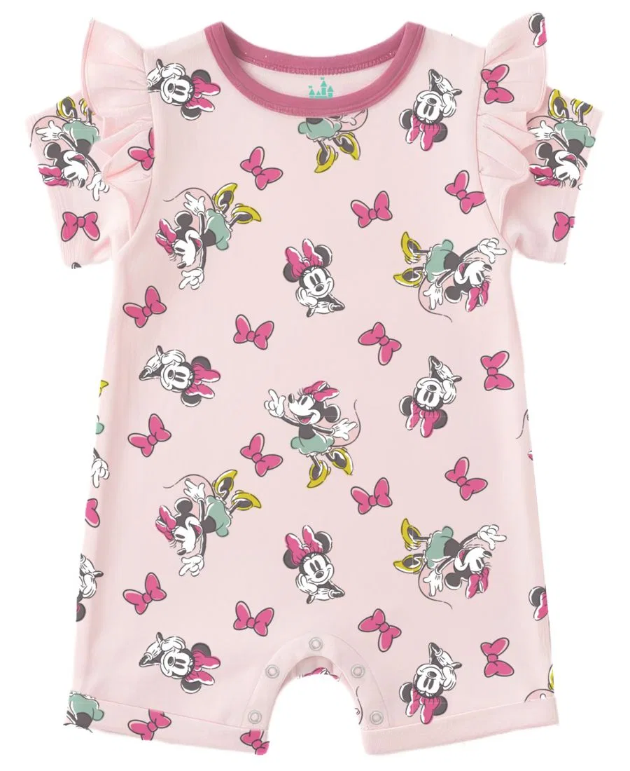 Боди-комбинезон с принтом Minnie Mouse, с рюшами, в комплекте с шапкой Disney, Pink — фото 2