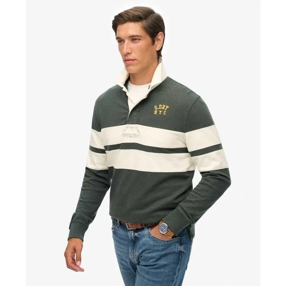 Футболка с длинным рукавом Vintage Athletic Stripe Rugby Superdry, зеленый — фото 4
