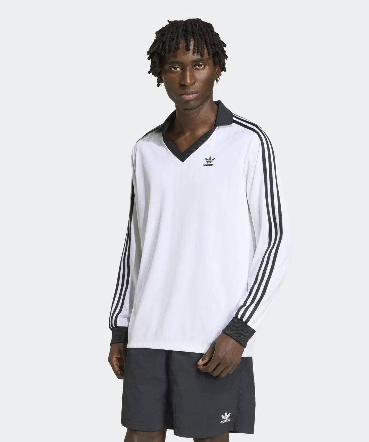 Мужская футболка с длинным рукавомиз жаккарда Adicolor Pique Adidas Originals, Белый