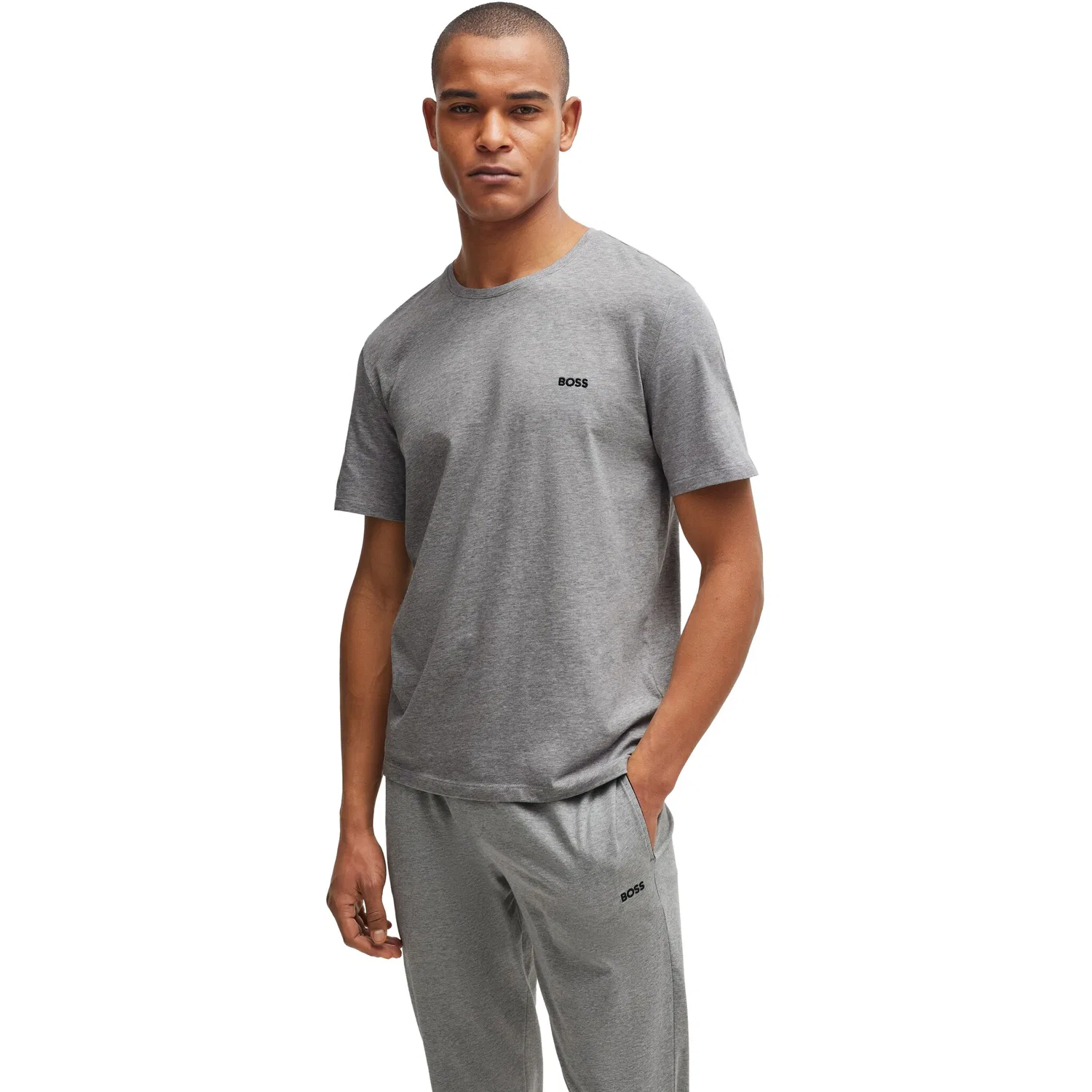 Мужская хлопковая футболка BOSS, Medium Grey — фото 3