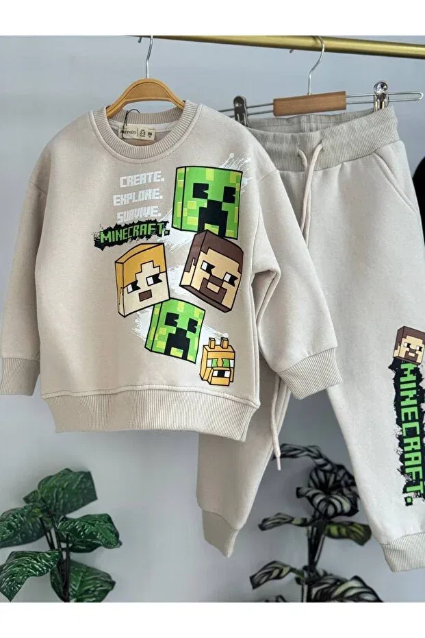 Детский спортивный костюм с принтом Minecraft Paty Kids, Nude Color