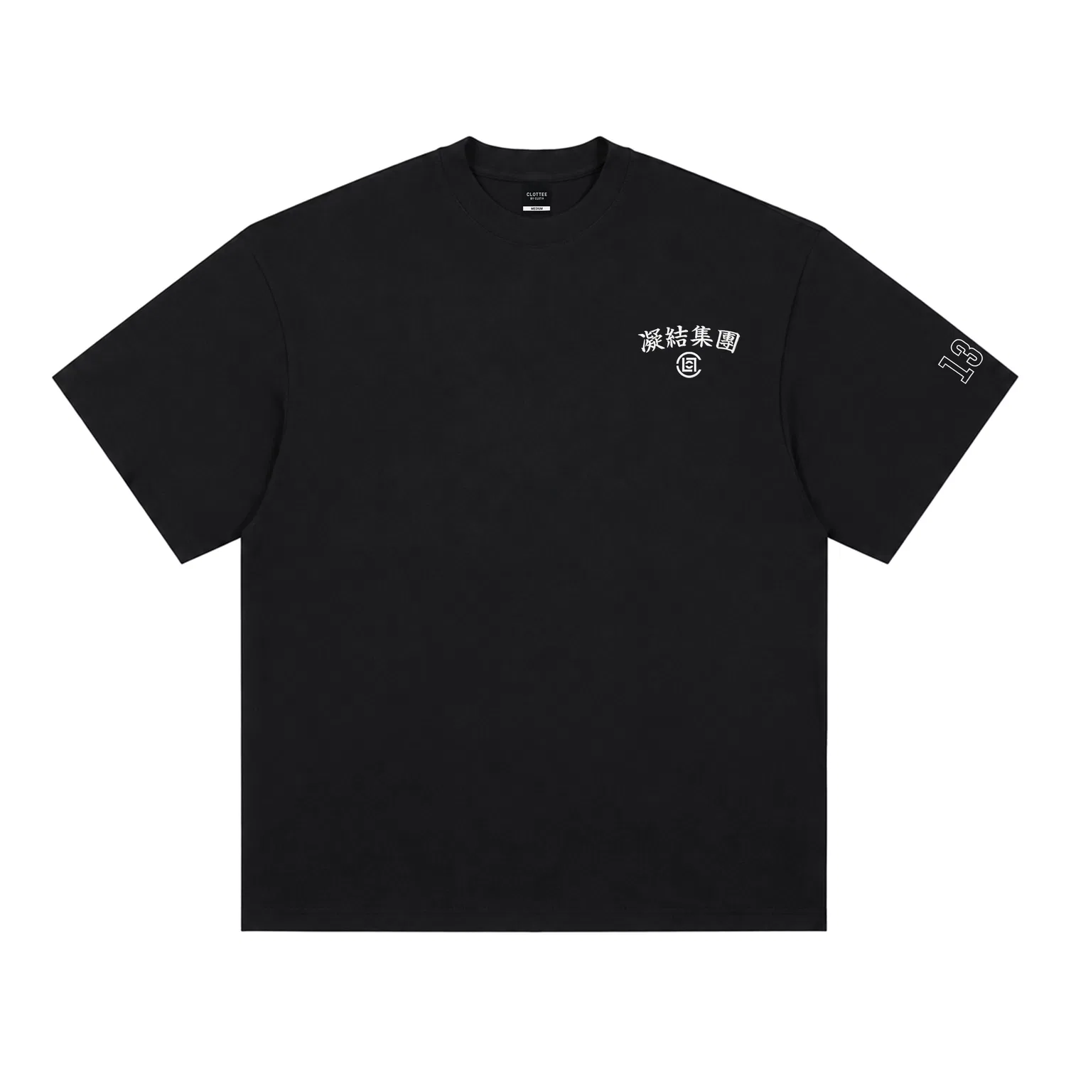 Детская футболка с круглым вырезом, прямой крой, Unisex Crew Neck Moderate Straight Fit, CLOT, Obsidian Black[320g Heavyweight 100% Cotton] — фото 3