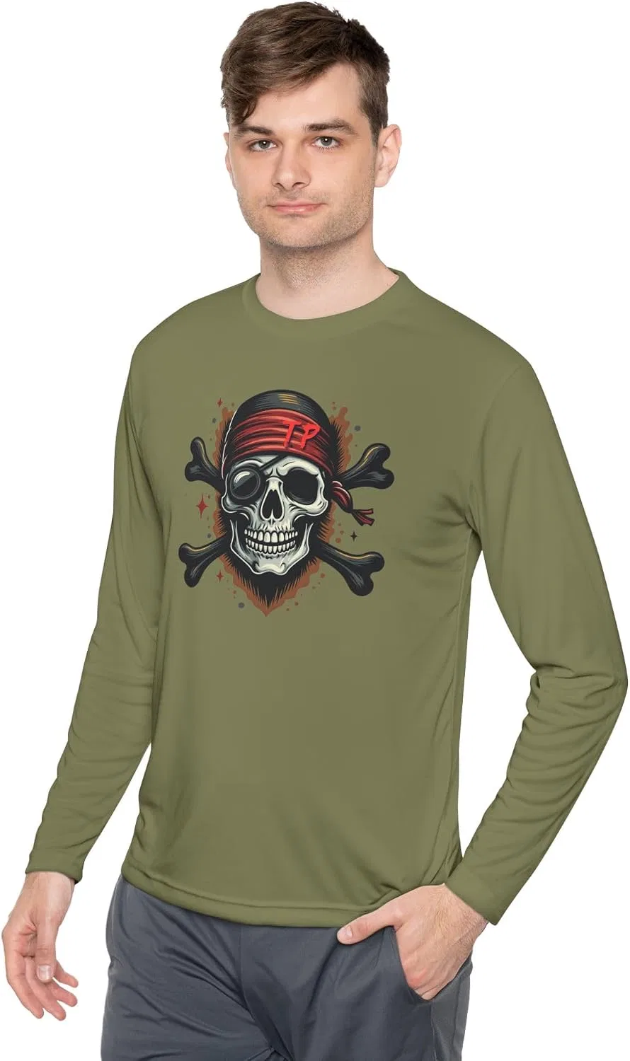 Унисекс легкая футболка с длинным рукавом Sport-tek, Olive Drab Green — фото 3