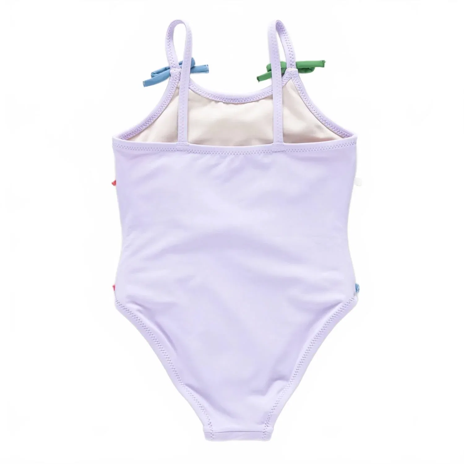Детский слитный купальник с аппликацией Lottie Pink Chicken, Lavender Multi Bow Applique — фото 4
