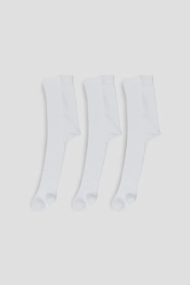 Детские колготки для девочек с узором из 3 штук Defne Baby, White — фото 4