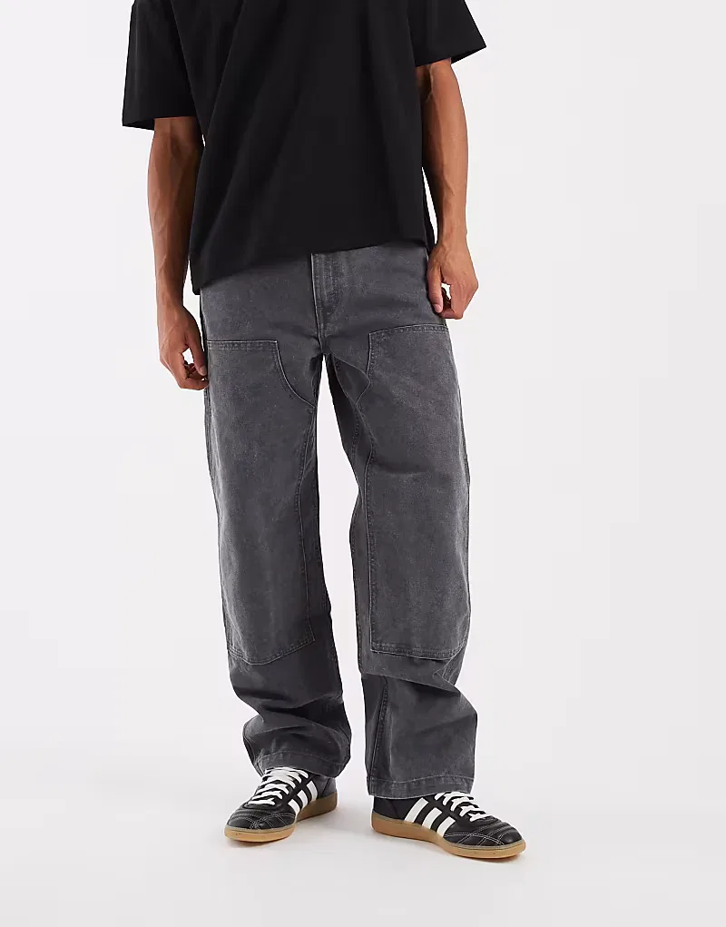 Джинсы Levi's Workwear 568 свободного прямого кроя с двойными коленями, выцветшего серого — фото 2