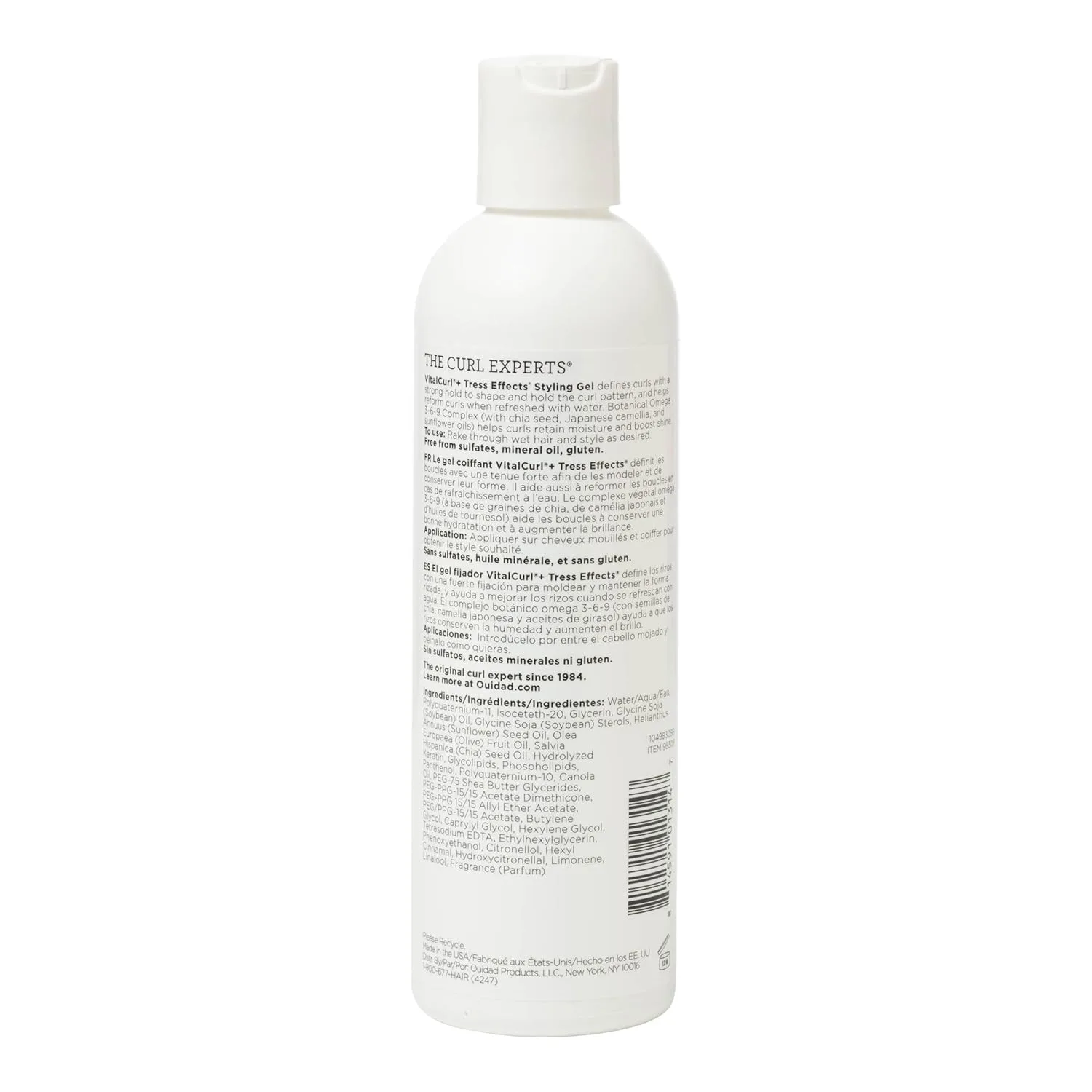 Ouidad VitalCurl+ Tress Effects гель для укладки спиральных кудрей - стойкая фиксация и определение, освежение водой, увлажнение, эластичность и объем, без сульфатов и минерального масла 240.98 г (1 шт.) — фото 2