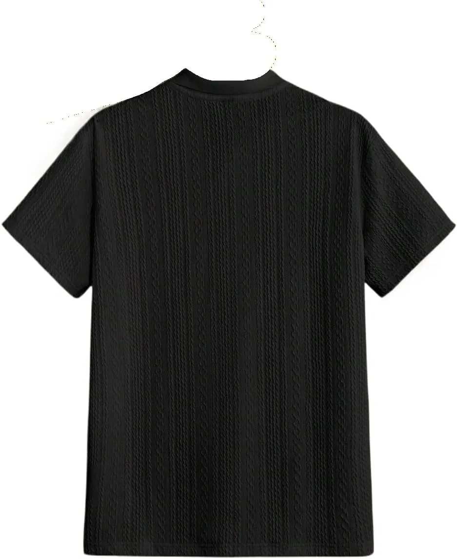 Мужская свободная футболка с воротником Drop Shoulder Generic, Black