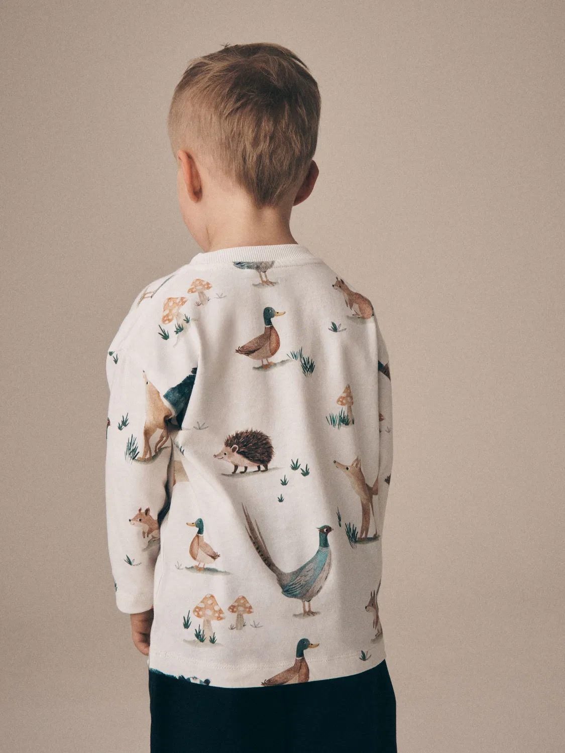 Футболка с длинным рукавом Woodland Animals Next, кремово-белый — фото 3