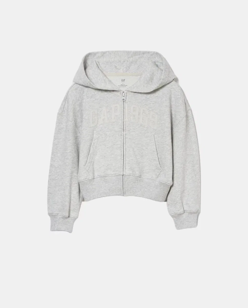 Детская толстовка на молнии с капюшоном оверсайз Gap, Blanco