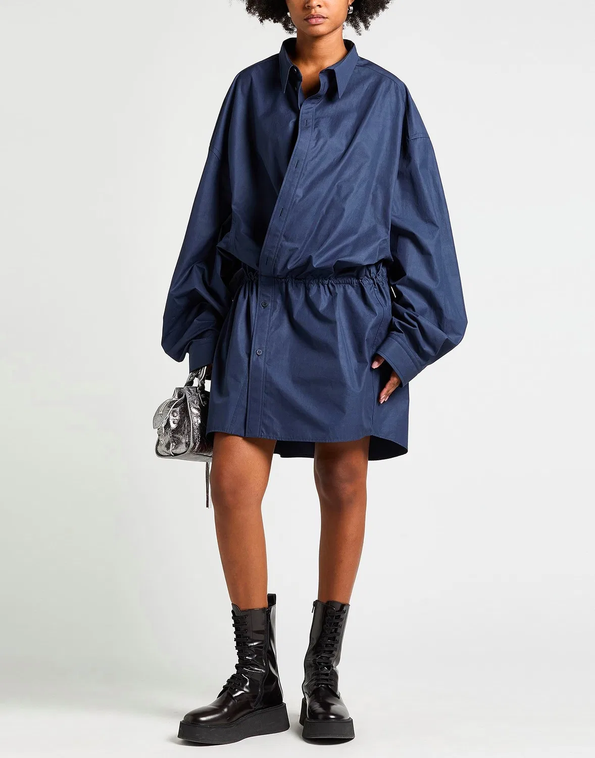 Женское платье-рубашка с длинным рукавом Balenciaga, темно‑синий — фото 2