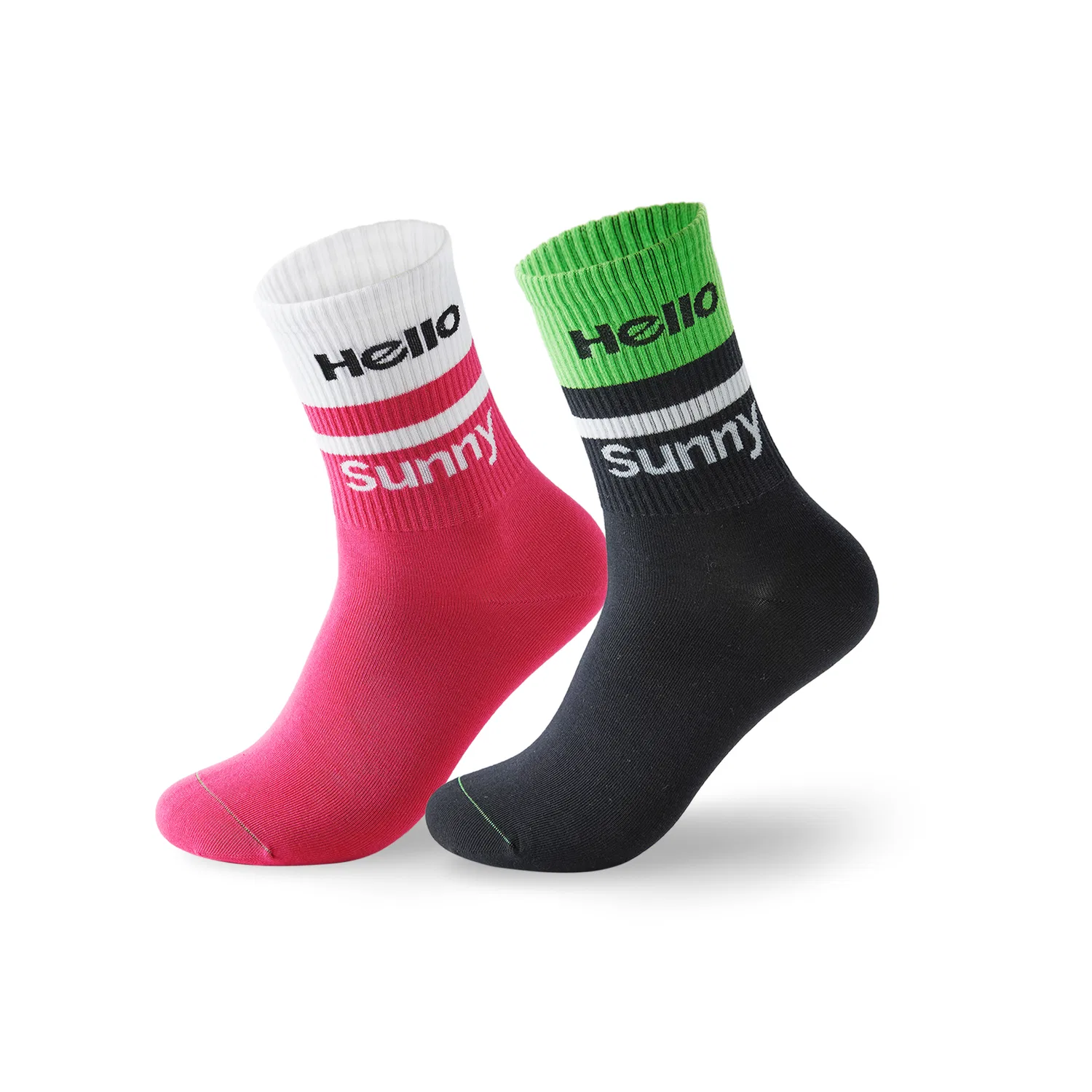 Детские носки с принтом 2 пары Hello Sunny, Rose Red/Black