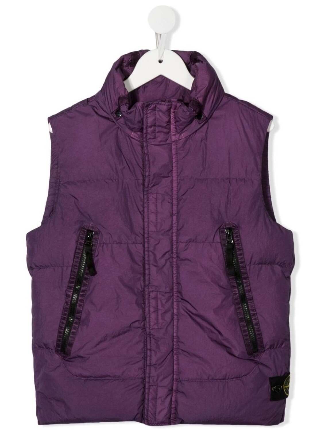 

Stone Island Junior дутый жилет с капюшоном, фиолетовый