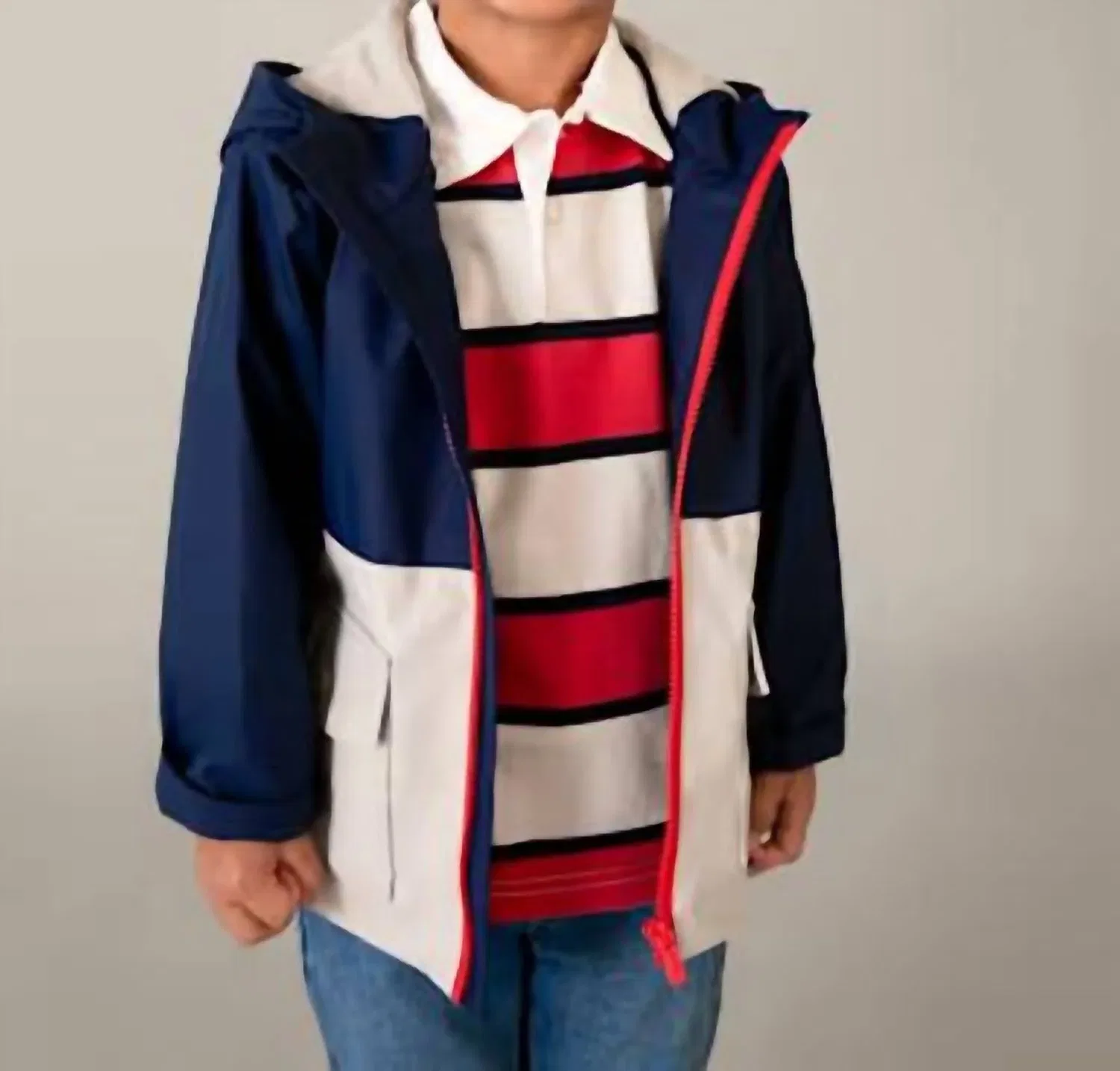 Детский плащ для мальчиков с принтом Two Tone Colorblock Raincoat Mayoral, темно-синий